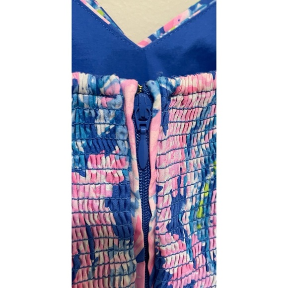 EUC Lilly Pulitzer Pink and Blue Floral Romper Mini Dress, Size 2 - Picture 12 of 16